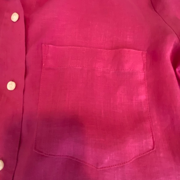 100% Linen Oversized Button Down Shirt Fuchsia - Picture 4 of 11